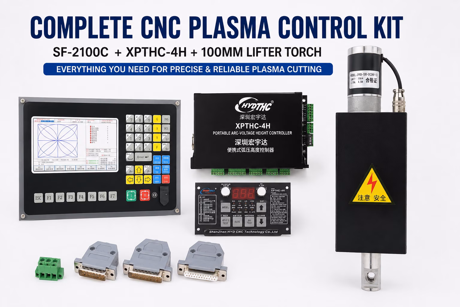 Complete CNC Plasma Control Kit – SF-2100C + XPTHC-4H + 100mm Lifter