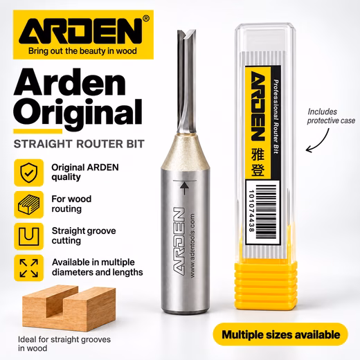 Arden Original Straight Router Bit – 1/2" Shank
