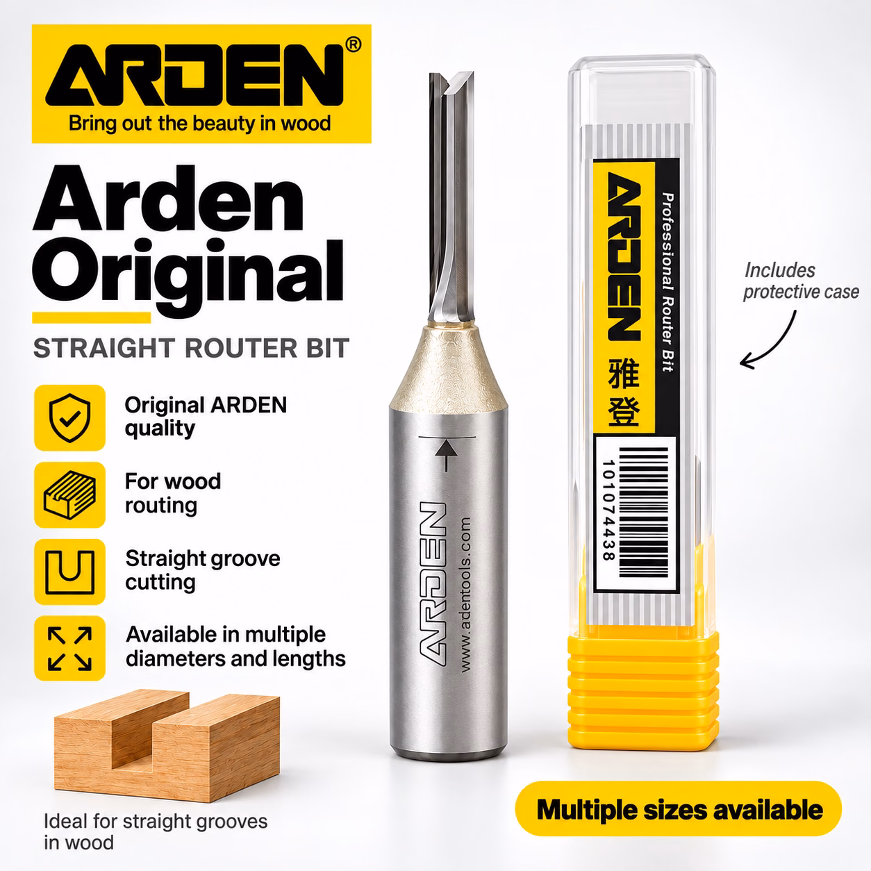Arden Original Straight Router Bit – 1/2" Shank